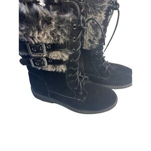 Y2K Style Wanted Faux Leather Black Boots Women 10 City Street Mob‎ Wife